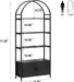 Arched Bookcase With Doors 71Inch Industrial Black