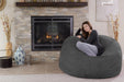 Bean Bag Chair - 5' Giant Memory Foam Lounge Chair with Soft Microfiber Cover – Cozy Furniture for Living Room, Dorm, & Kids' Rooms – Comfortable 5 Ft, Microsuede Lounge Sofa, Charcoal