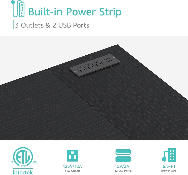 L Shaped Gaming Desk with Drawers & Storage Shelves, 55 Inch Corner Computer Desk with Power Outlet for Home Office Bedroom, L-Shaped Teen PC Desks with Fabric Drawer, Black