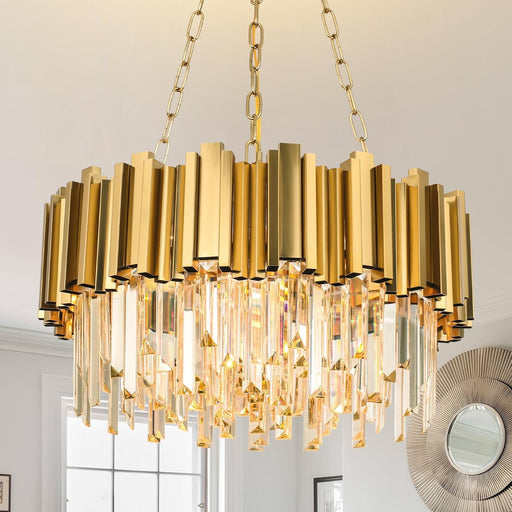 Gold Modern Crystal Chandelier 22In Timeless Elegance