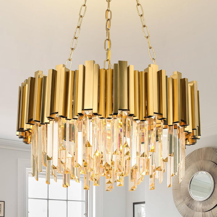 Gold Modern Crystal Chandelier 22In Timeless Elegance