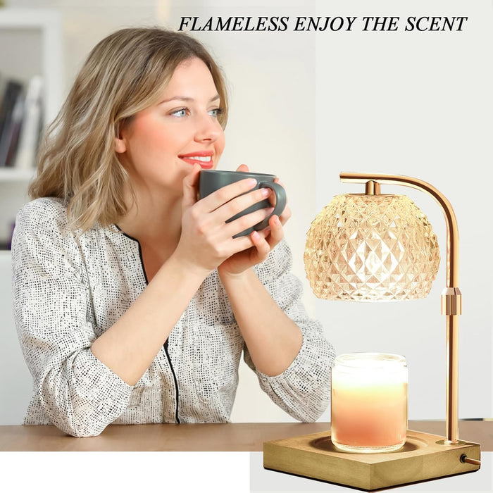 Candle Warmer Lamp with Timer, Dimmable Electric Candles Warmer Adjustable Height, Top Candle Melter Lamp for Scented Jar Candles, Clear, Gifts for Mom Women
