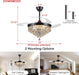 48" Chandelier Ceiling Fan with Lights, Crystal Retractable Fandelier with 3 Color LED Dimmable, Reversible DC Motor, Modern for Bedroom, Living Room (Black