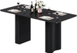 63'' Dining Table for 4-6 People Modern Rectangular Kitchen Table with Solid Wave Curved Legs Large Cream Black Dinner Table for Dining Room Kitchen Home Office Apartment Office Black