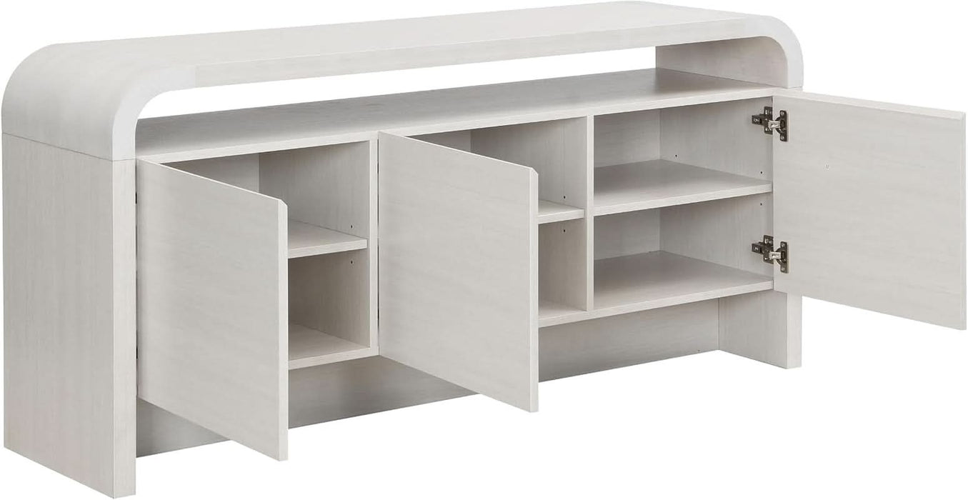 Waterfall Sideboard Buffet Cabinet with Open Shelf and Hidden Storage