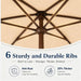 7.5Ft Patio Umbrella, Outdoor Table Market Umbrella with Smooth Crank Lift, 6 Windproof Fiberglass Ribs, UPF50+ UV Protection for Deck, Pool, Garden and Backyard