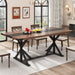 71 Inch Dining Table for 6 People, Rectangular Kitchen Farmhouse Table W/Thickness Waterproof Wood Tabletop,Long Dining Room Tables W/Wood Strip Base for Kitchen Living Room(Brown&Black)