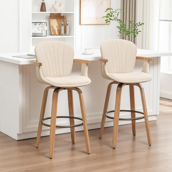 30" H Bar Height Swivel Bar Stools with Back and Arm Accent Barstools Chair