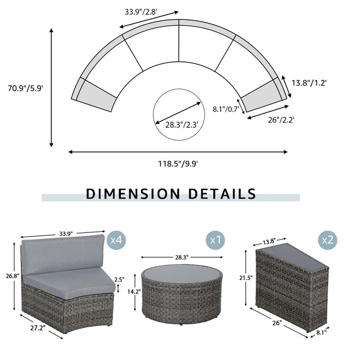Rasmus 7 Piece Rattan Sofa Seating Group with Cushions