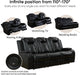 Power Recliner Sofa Set with LED Lights,Leather Reclining Sofa with USB Port/Wireless Charger/Storage Console/Cup Holder,3 Piece Reclining Living Room Set for House/Home Theater(3 Piece Set,Black)