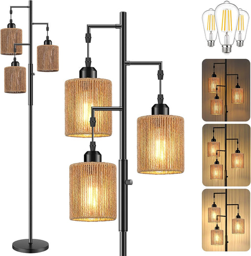72 Inch Boho Floor Lamp HandwovenShade DimmableLighting