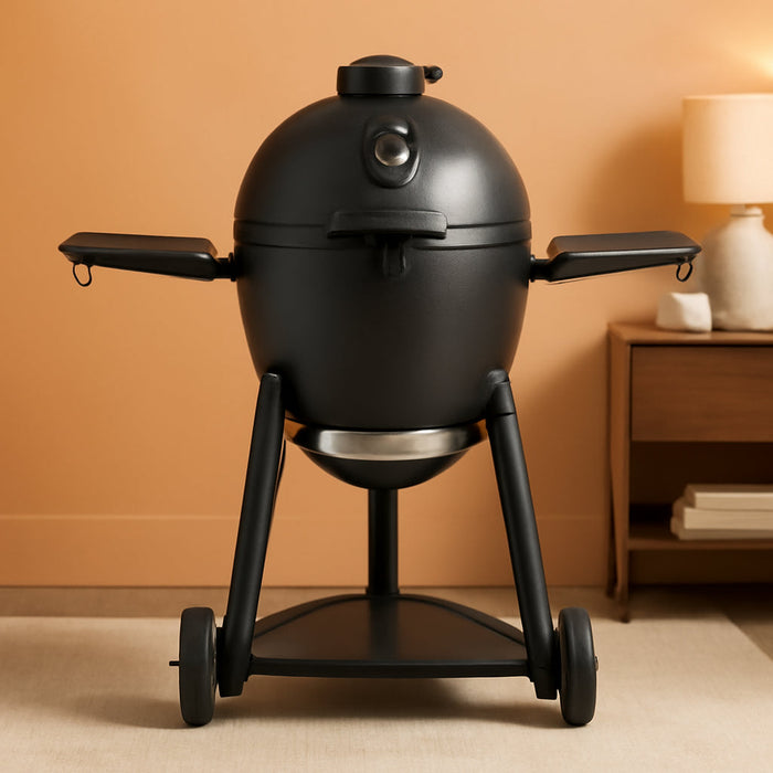 ® AKORN® Kamado Charcoal Grill and Smoker with Cast Iron Grates, Warming Rack and Locking Lid with 445 Cooking Square Inches in Graphite, Model E16620