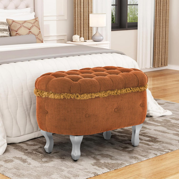 29.5" Ottoman with Storage Upholstered Foot Stools for Living Room,Bedroom,Entryway-Orange