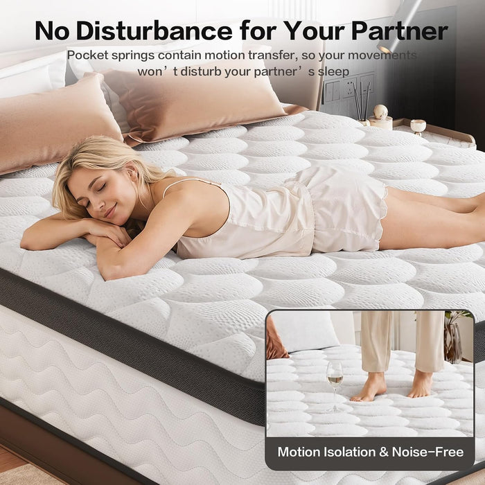 Queen Mattress, 12 Inch, Hybrid Mattress in a Box, Medium Firm