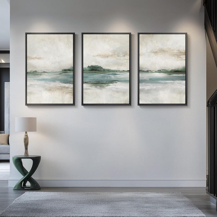 Framed Nature Landscape Canvas Triptych 24x36 Inches