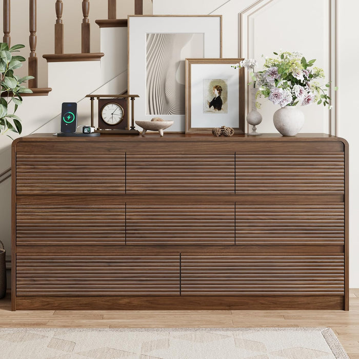 8 Drawer Dresser for Bedroom, 55"Chest of Drawer with Power Outlet