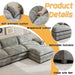 Sectional Sofa 3-Seat L-Shaped Sofa with Reversible Toffee Chair Movable Footrest Sofa,Gray