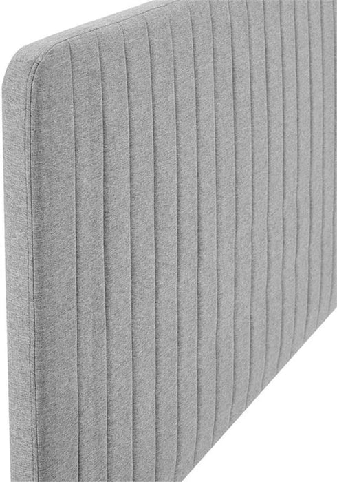 Channel Tufted Fabric King/California King Headboard - Light Gray