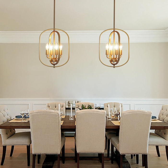 Gold Finish 4 Light Industrial Farmhouse Chandelier