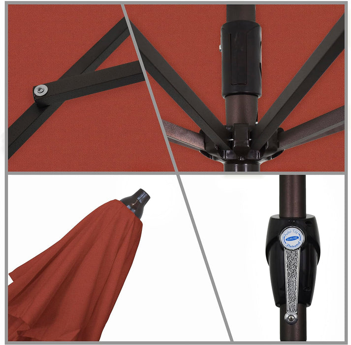 7.5' round Sunbrella Aluminum Outdoor Deck, Pool or Patio Umbrella, Crank Lift, Auto Tilt, Bronze Pole, Terracotta