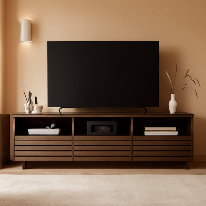 Mid-Century Modern TV Stand for 50-60 Inch TV, Entertainment Center with Storage & Drawers, Media Console Table for Living Room Bedroom, Walnut