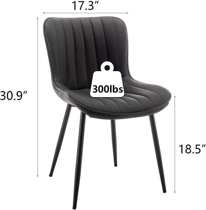 Leather Dining Chairs Set of 4, Upholstered Dining Room Chairs with Metal Legs, Modern Dining Chair for Dining Room, Kitchen (Black)
