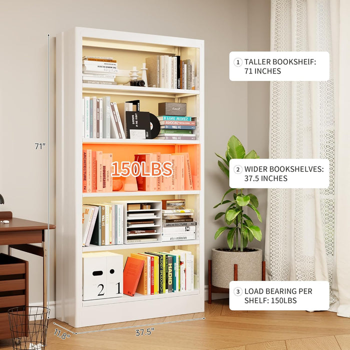 Commercial Grade Steel 71 Inch Adjustable Bookcase