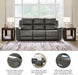Signature Design by Ashley Burnley Contemporary Leather Match Power Reclining Sofa with Adjustable Headrest and USB Charging Port, Gray