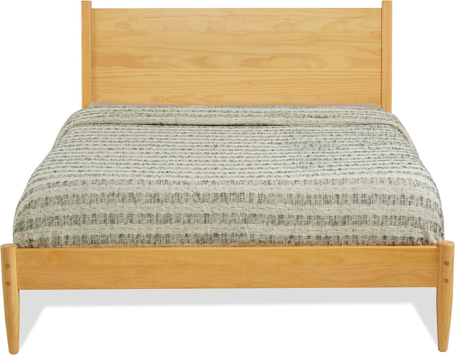 Mid-Century Panel Bed - Queen Size - Scandinavian Oak Finish