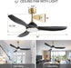 52 Inch Quiet DC Motor 6 Speed High CFM Ceiling Fan with Lights Remote Control, 3 Blade Black Gold Indoor Bedroom Modern Ceiling Fan