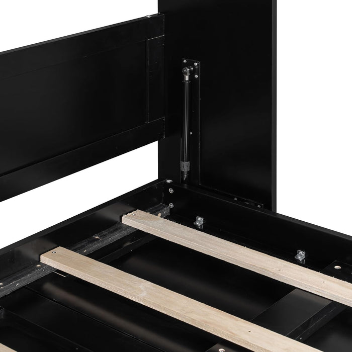 Black Twin Murphy Bed Featuring Integrated Lighting