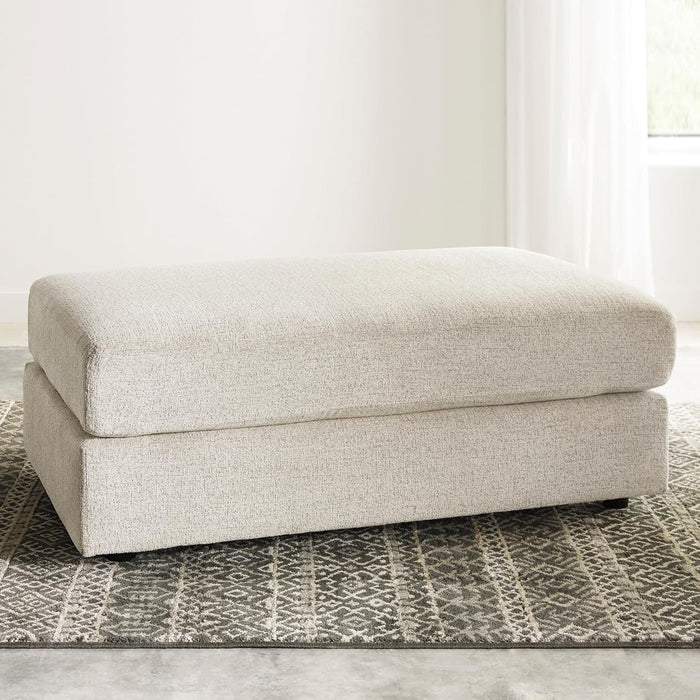 Soletren Contemporary Chenille Oversized Ottoman, Off-White