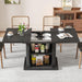 Extendable Black Dining Table for 4-6, 47-65 Inch Rectangle Dining Room Kitchen Table with Large Storage, Wood Sliding Door, Mid Century Modern Dinner Furniture, Fluted, Space Saving, Living Room