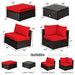 6 Pieces Outdoor Patio Rattan Sectional Sofa Set with Coffee Table