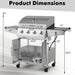 5-Burner Propane Gas Grill with Side Burner and 2 Prep Tables