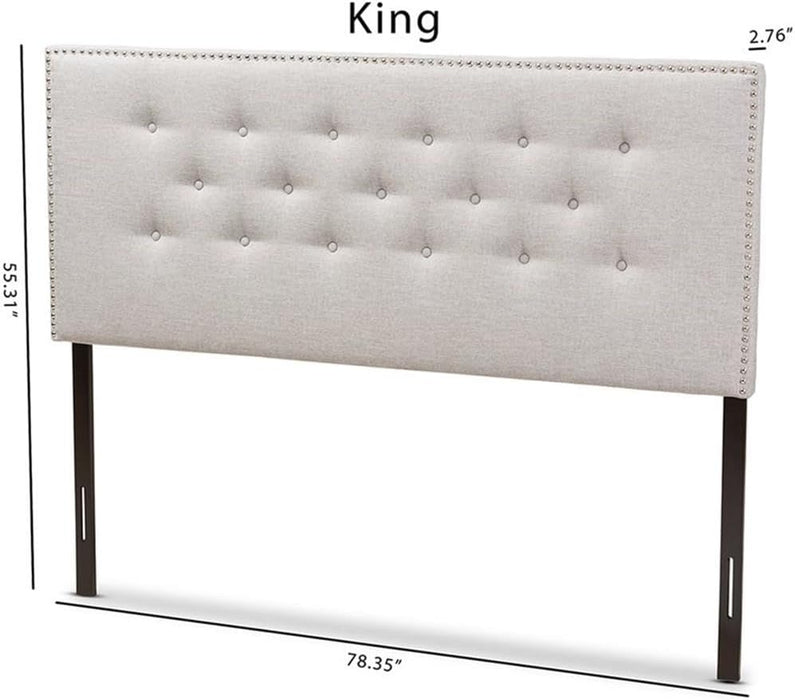 Windsor Tufted King Panel Headboard in Grayish Beige