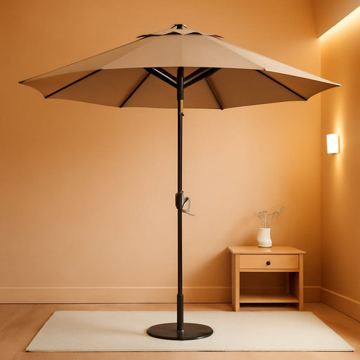 10FT Patio Umbrella - Outdoor Table Umbrella with Smooth Crank Lift, Push Button Tilt and 8 Sturdy Ribs - Market Umbrella UV Protection Waterproof for Pool, Deck, Yard, Garden -Tan