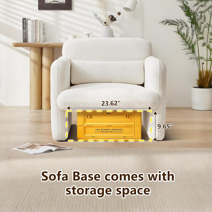 33.9'' Upgrade Lambswool Fabric Accent Chair with Arms, Modern Single Sofa Chair Armchair Upholstered Comfy Reading Arm Chair for Bedroom, Living Room