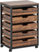 5 Drawer Chest, Wood Storage Dresser Cabinet with Wheels, Industrial Storage Drawer Organizer Cart for Office Bedroom Entryway (Rustic Brown, 1 PC)