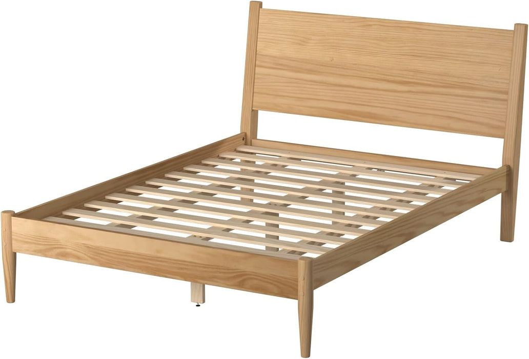 Mid-Century Panel Bed - Queen Size - Scandinavian Oak Finish