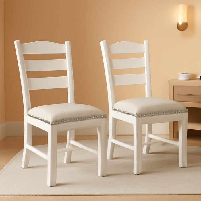 Valebeck Vintage Farmhouse Cushioned Dining Chair, 2 Count, Whitewash