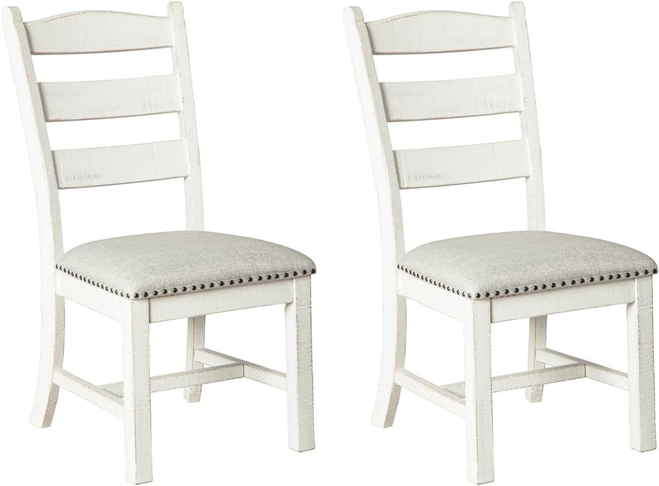 Valebeck Vintage Farmhouse Cushioned Dining Chair, 2 Count, Whitewash