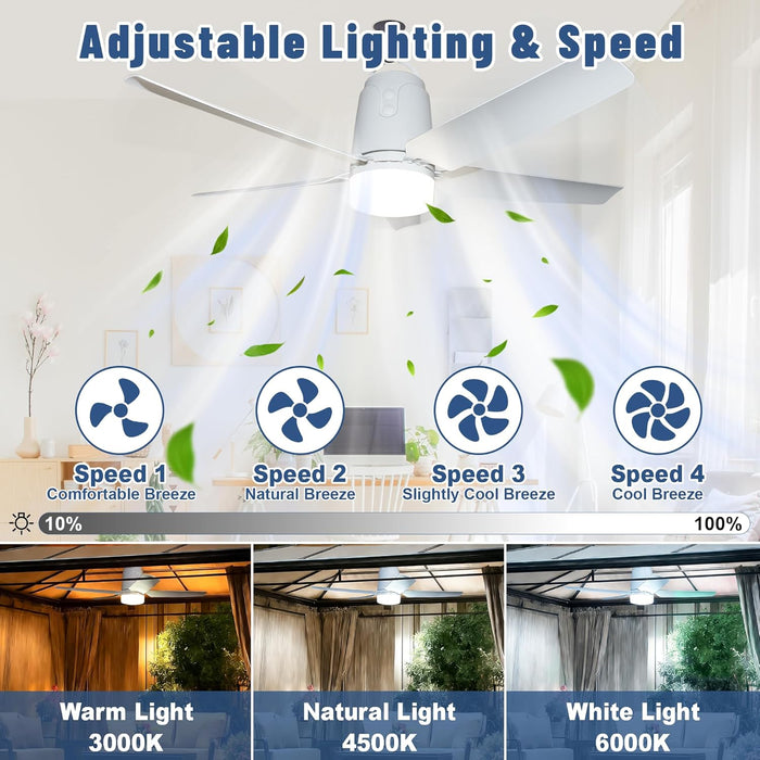 Solar Outdoor Ceiling Fan 31 LED Dimming System