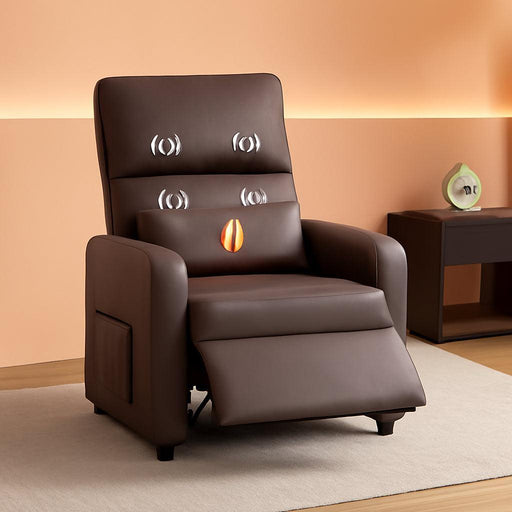 Power Recliner Chair - Heat and Massage, Adjustable Electric Recliner Ergonomic PU Leather Single Sofa, Tall Back, Padded Seat, Home Theater Seating for Living Room