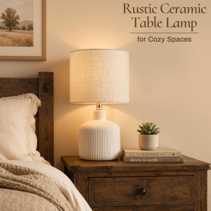 Ceramic Table Lamp, Off-White, 17.75"
