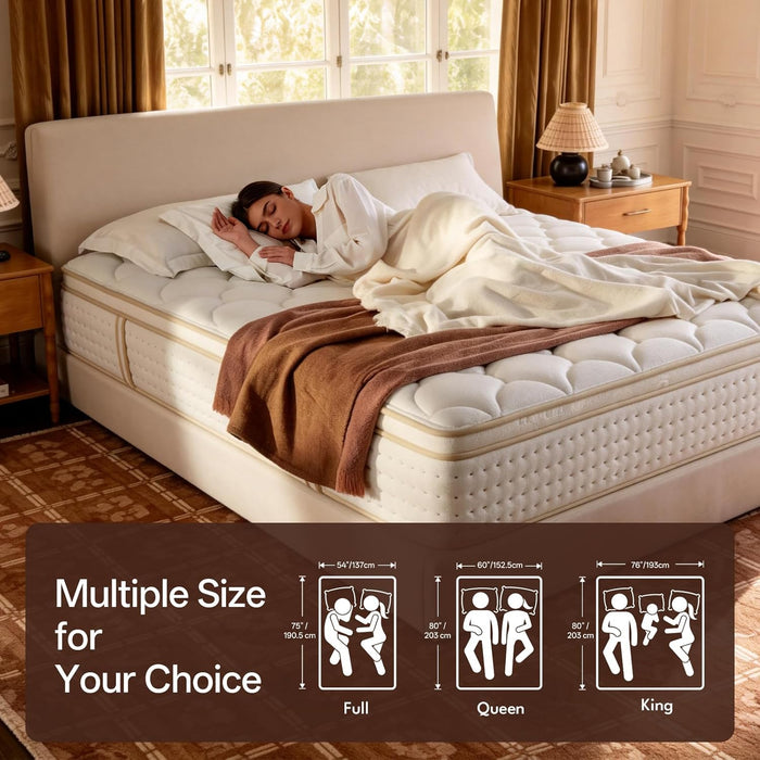 14 Inch King Size Mattress Hybrid King Mattress with Memory Foam & Pocket Coils, Medium Firm, Motion Isolation, Pressure Relief, Certipur-Us (White, King)