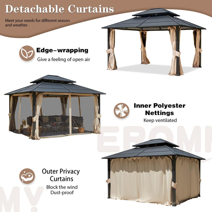 12x14 Aluminum Gazebo Using Beige Textilene Canopy