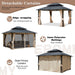 12x14 Aluminum Gazebo Using Beige Textilene Canopy