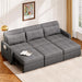 L-Shaped Sleeper Sofa Dark Grey, 84", with Ottoman