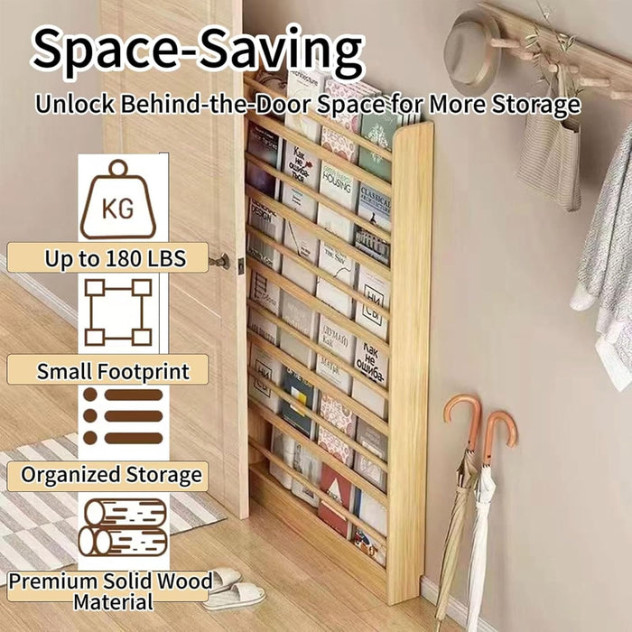 Behind Door Kids Bookshelf Solid Wood SpaceSavingDesign